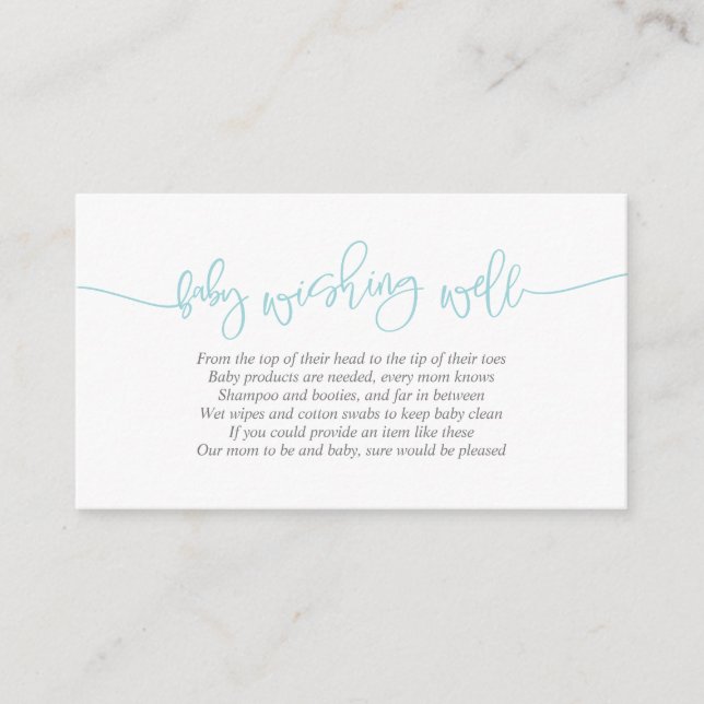 Baby Shower, Wishing Well, Creative Tiffany Script Enclosure Card (Front)