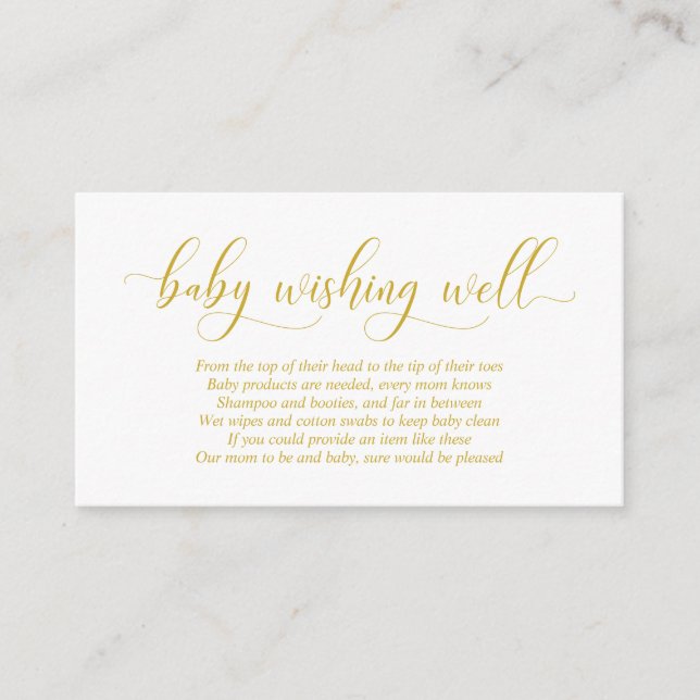 Baby Shower, Wishing Well, Modern Gold Script Enclosure Card (Front)