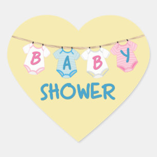 Baby Shower with Baby Clothes Heart Sticker