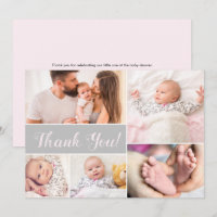 Baby shower with baby Photo Collage Pink Grey