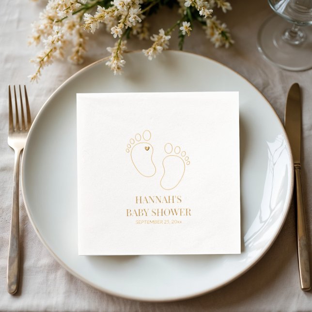 Baby Shower with Feet Print | Party Décor Foil Napkins (Creator Uploaded)