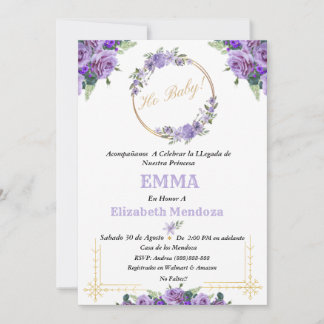 Baby Shower with Purple Flowers invitation