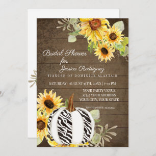 Baby Shower Wooden Sunflower Floral Zebra Pumpkin Invitation