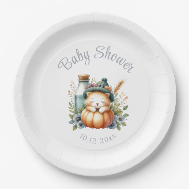 Baby Shower Woodland Animal Paper Plate (Front)