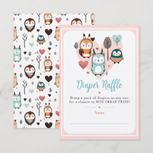 Baby Shower Woodland Animals Diaper Raffle Enclosure Card