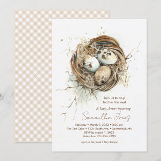 Baby Shower Woodland Bird Nest Invitation