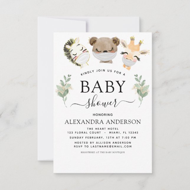Baby Shower Woodland Eucalyptus Greenery Invitation (Front)