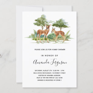 Baby shower woodland forest animal deer invitation