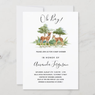 Baby shower woodland forest animal deer  invitation