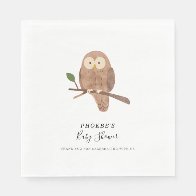 Baby Shower Woodland Forest Creature Night Owl Napkin (Front)