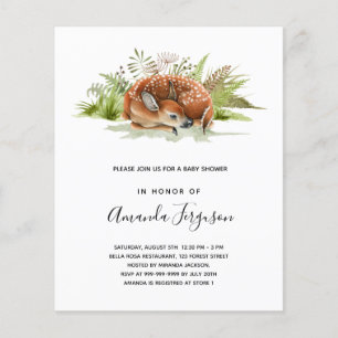 Baby shower woodland forest deer budget invitation