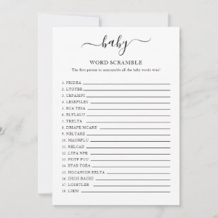 Baby Shower Word Scramble Card