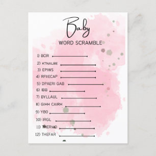 Baby Shower Word Scramble Postcard