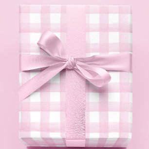 Baby Shower Wrapping Paper Girl Pink Gingham