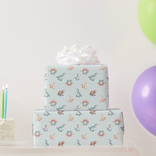Baby Shower Wrapping Paper Mixed Dinosaur Pattern (Party Gifts)