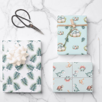 Baby Shower Wrapping Paper Set Dinosaur Dino Mite 