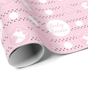 Baby Shower Wrapping Paper with Stroller for Girl