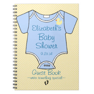 Baby Shower Yellow and Blue Boys Guestbook Notebook