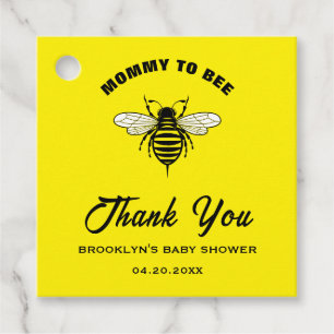 Baby Shower Yellow Black Mummy To Bee Cool Stylish Favour Tags