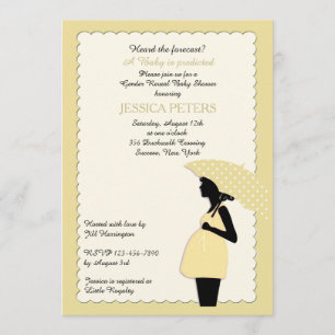 Baby Shower Yellow Polka Dot Umbrella Invitation