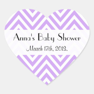 Baby Shower - Zigzag Pattern, Chevron - Purple Heart Sticker
