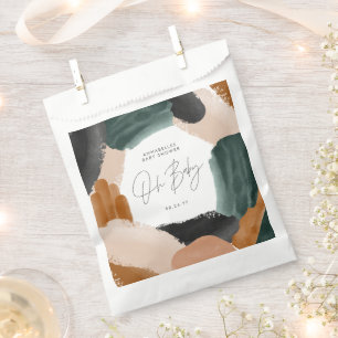 Baby showerOh baby terracotta abstract painted Favour Bag