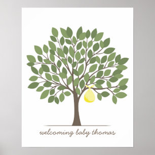 Baby Signature Tree - Large - Yellow Poster