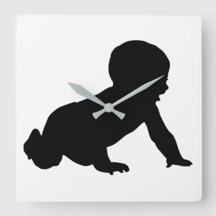 Baby Silhouette Square Wall Clock