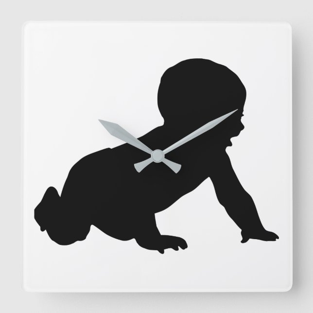 Baby Silhouette Square Wall Clock (Front)