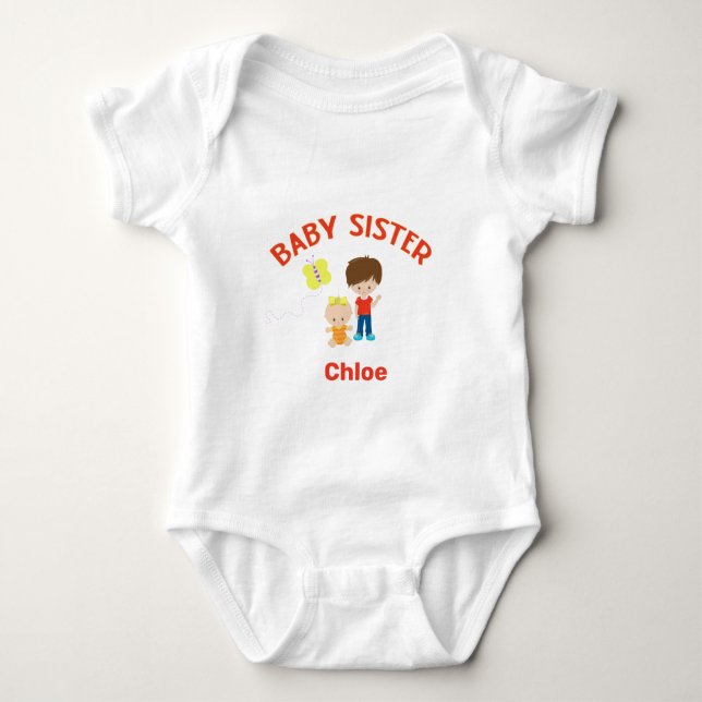 Baby Sister with Big Brother Personalised Bodysuit (Front)