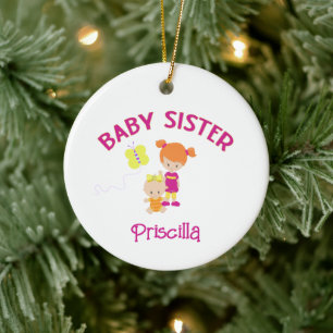 Baby Sister with Big Sister Personalised Ceramic Ornament
