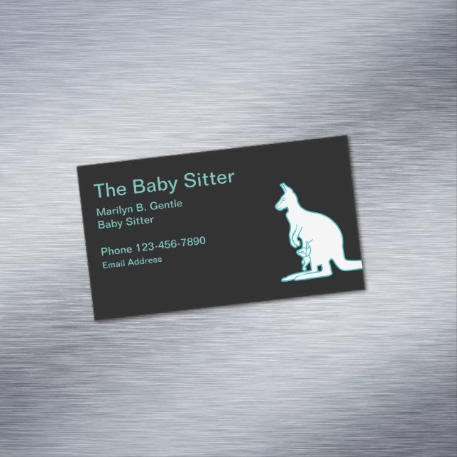 Baby Sitter Kangaroo Theme Magnetic Business Card (In Situ)