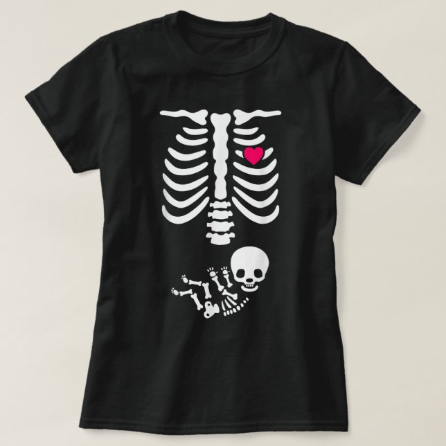 Baby Skeleton Pregnancy Announcement X-ray Funny H T-Shirt (Design Front)