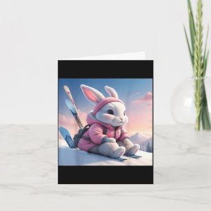Baby ski bunny in snow winter motif ski rabbit alp card