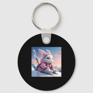 Baby ski bunny in snow winter motif ski rabbit alp key ring