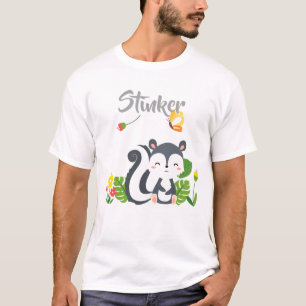 Baby Skunk, Butterfly & Flowers T-Shirt