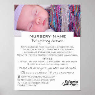 Baby Sleeping Babysitting, Daycare, Nursery Advert Poster