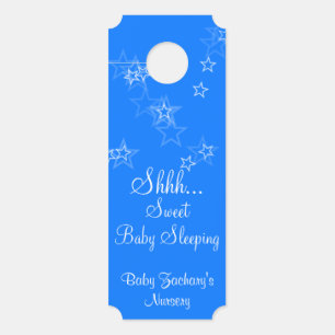 Baby Sleeping Nursery Stars Blue Door Hangers
