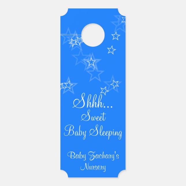 Baby Sleeping Nursery Stars Blue Door Hangers (Front)