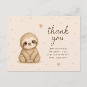 Baby Sloth Baby Shower Thank You Postcard