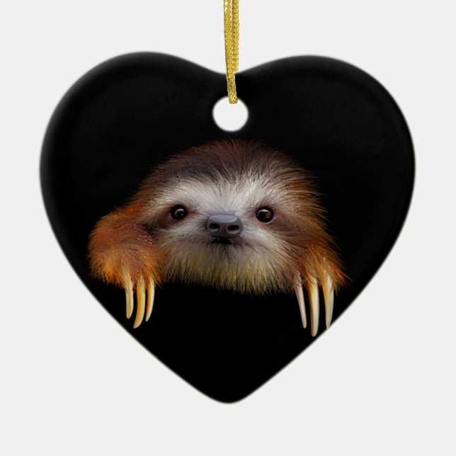 Baby Sloth Ceramic Ornament (Front)