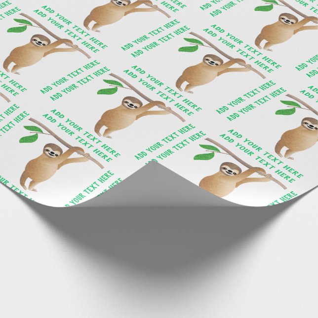 Baby Sloth Cute Personalised Custom Colour Wrapping Paper (Corner)