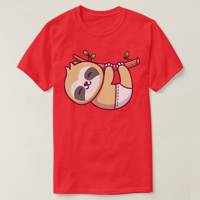 Baby Sloth Hanging On Tree And Wearing Underwear T-Shirt (Design Front)