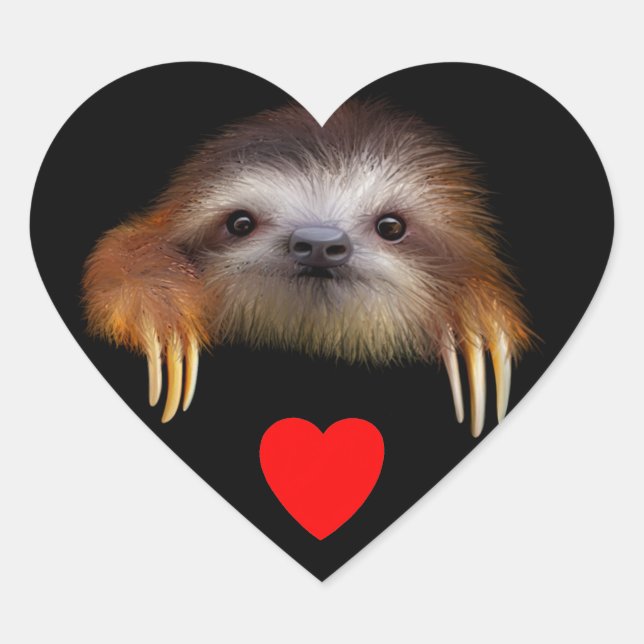 Baby Sloth Heart Sticker (Front)