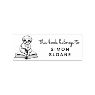 Baby Sloth Reader This Book Belongs To Rubber Stamp