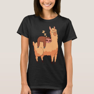 Baby Sloth Sleeping On Mama Llama T-Shirt