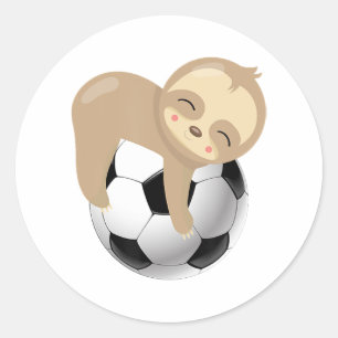 baby sloth soccer ball classic round sticker