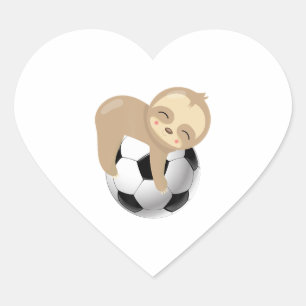 baby sloth soccer ball heart sticker