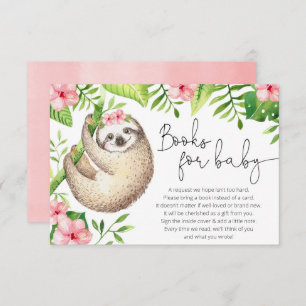 Baby sloth tropical pink greenery books for baby enclosure card