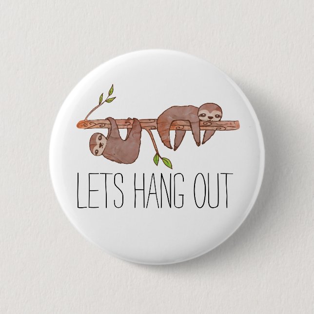 Baby Sloths hanging on Tree Pattern 6 Cm Round Badge (Front)